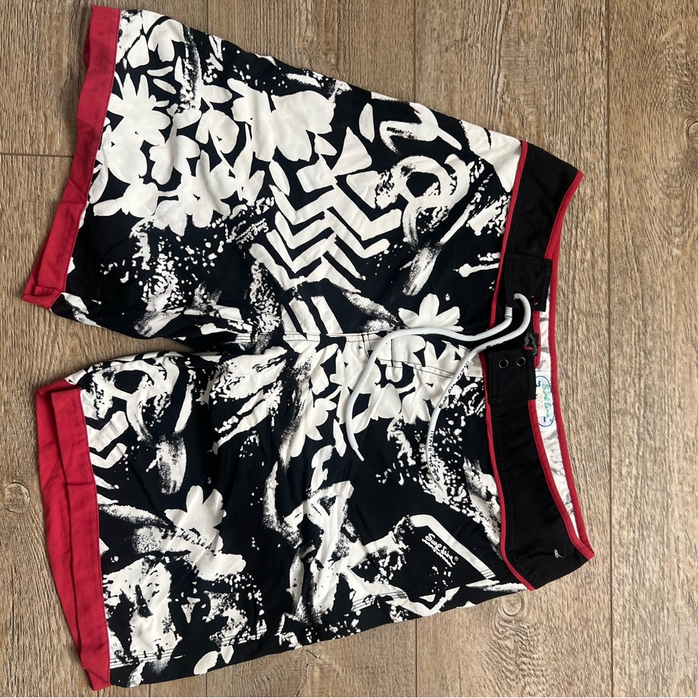 Vintage Jams World Surf Line Aloha BLK Boardshorts Hawaii Islands SZ 38